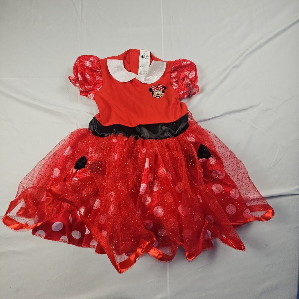 Disney Minnie Mouse Halloween Dress-Up Costume Dress Red White Polka Dot 3T-4T